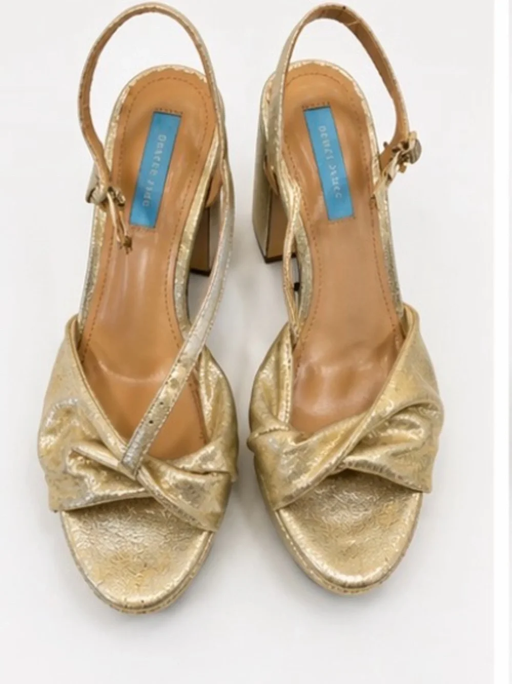 Draper James Paloma Gold Platform Heels Size 7 Metallic Champagne Block Heel